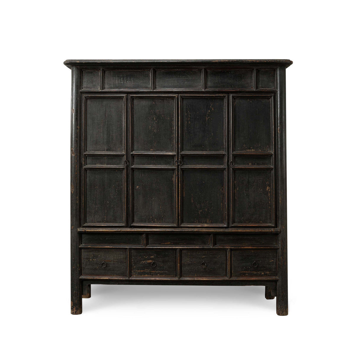 Approx. 61" Wide 68" Tall Vintage Cabinet with Four Drawers Distressed Black