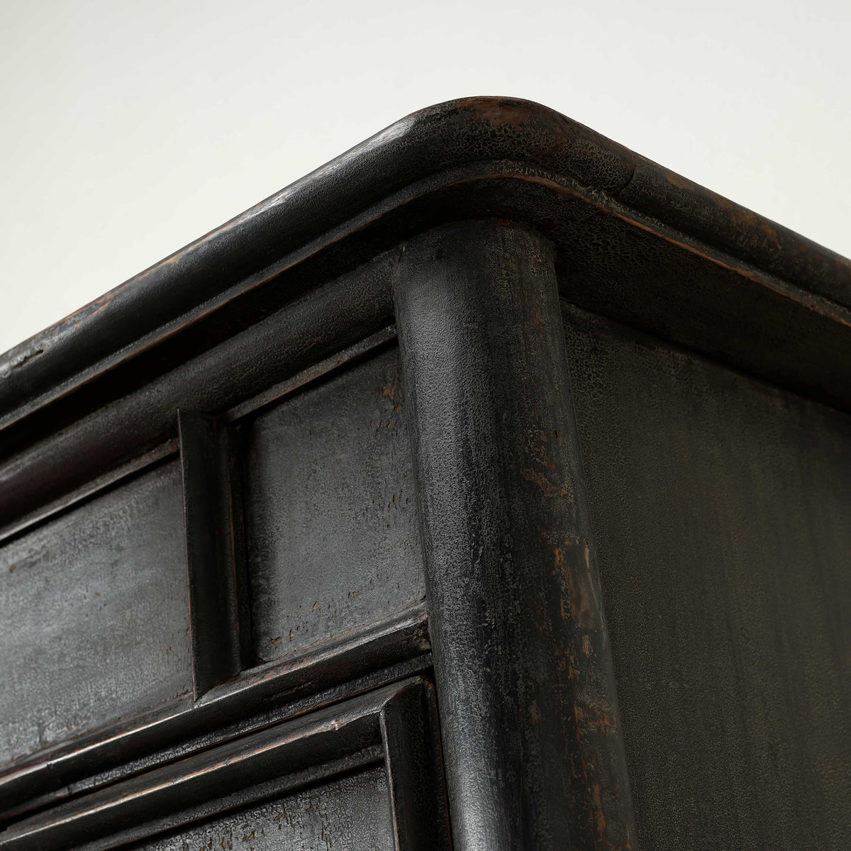 Approx. 61" Wide 68" Tall Vintage Cabinet with Four Drawers Distressed Black