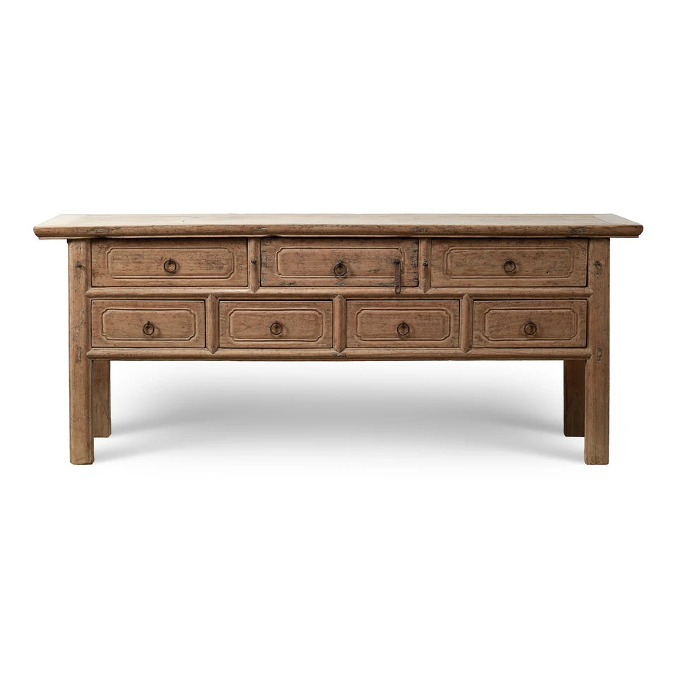 Vintage Sideboard With Seven Drawers | Weathered Natural Cottonwood