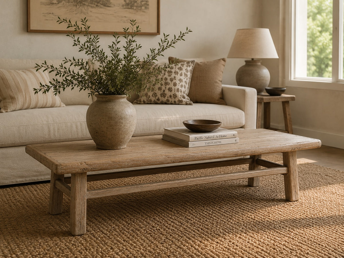 Cottonwood Vintage Appeal Coffee Table Weathered Natural Approx.. 67-70Wx24-28Dx17H
