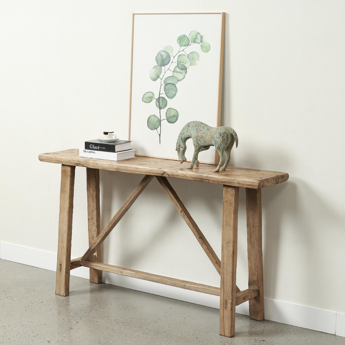 Vintage Console Table Weathered Natural 57.5" x 11.8" x 31.5"H