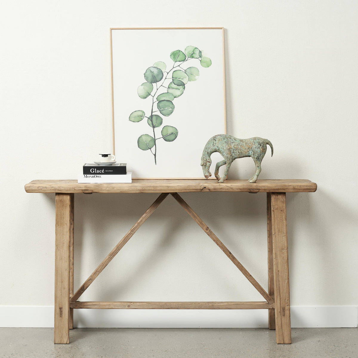 Vintage Console Table Weathered Natural 57.5" x 11.8" x 31.5"H