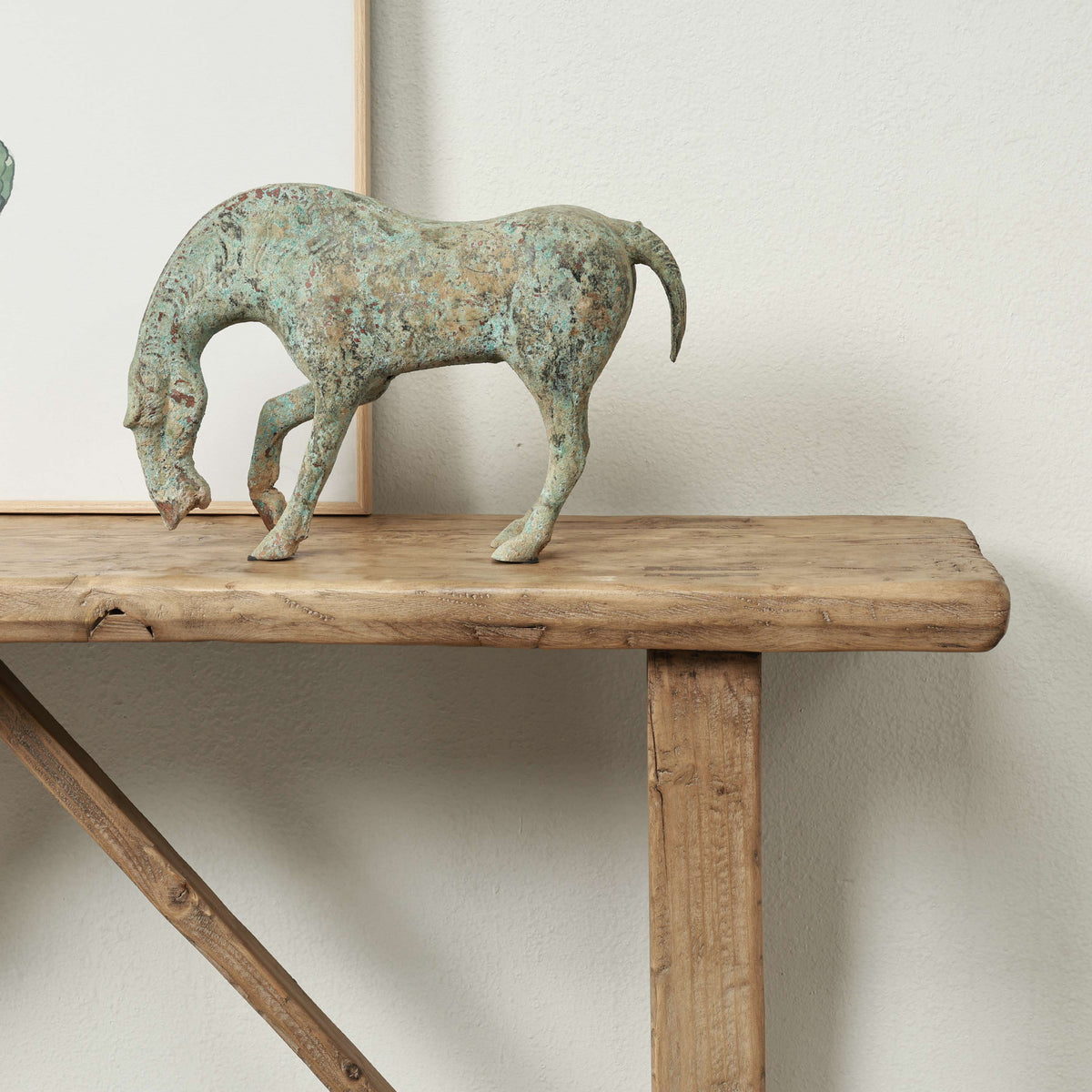 Vintage Console Table Weathered Natural 57.5" x 11.8" x 31.5"H