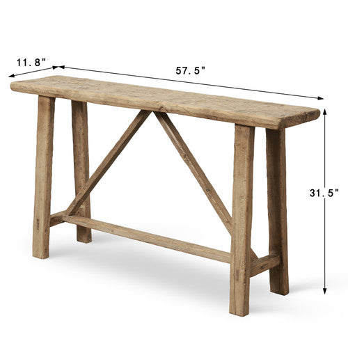 Vintage Console Table Weathered Natural 60.2" x 11.8" x 31.5"H image 2