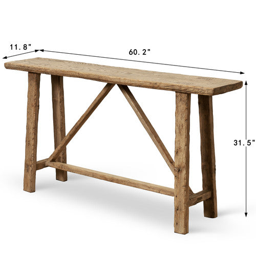Vintage Console Table Weathered Natural 60.2" x 11.8" x 31.5"H image 2