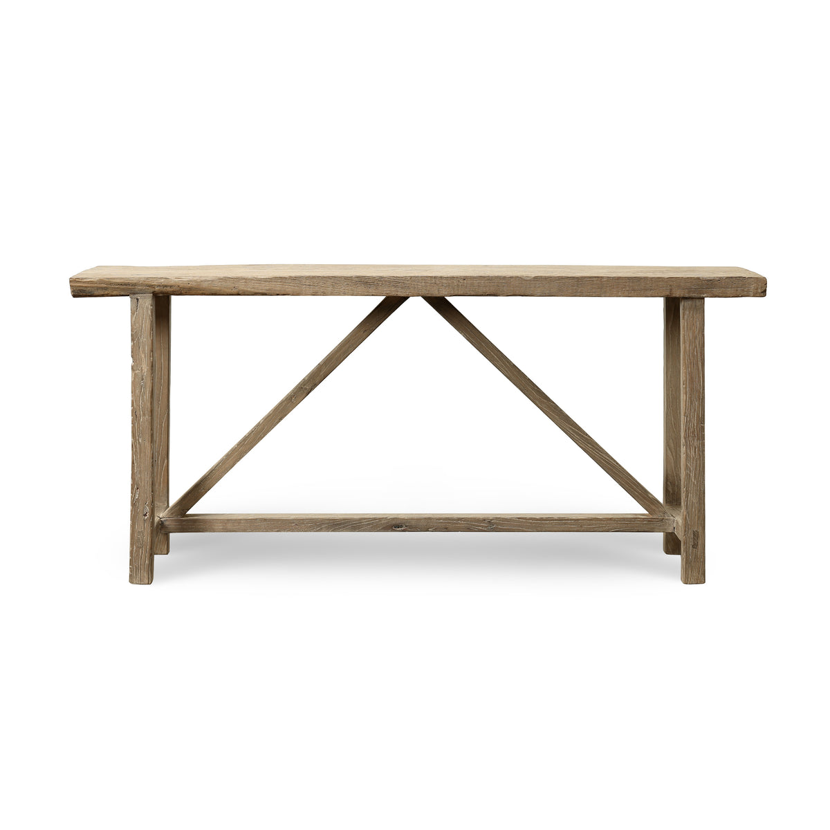 Vintage Console Table Weathered Natural Approx. 66-72Wx14-18Dx33H