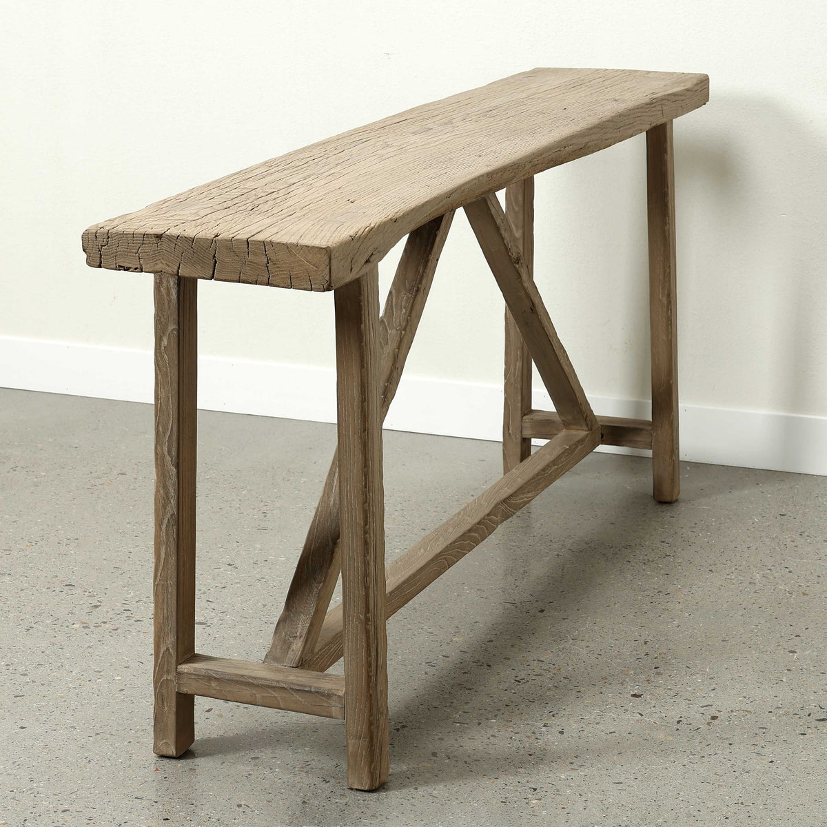 Vintage Console Table Weathered Natural Approx. 66-72Wx14-18Dx33H