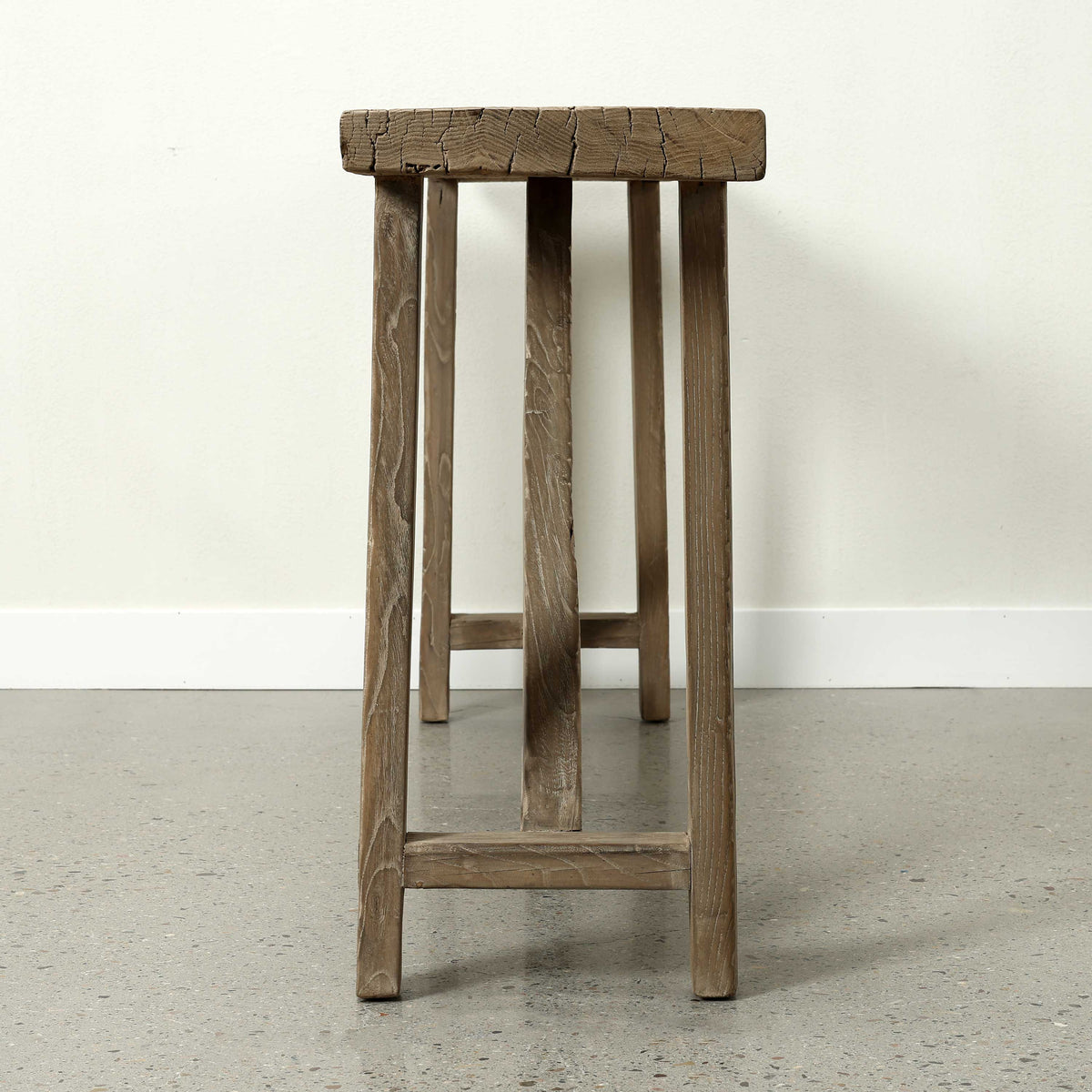 Vintage Console Table Weathered Natural Approx. 66-72Wx14-18Dx33H