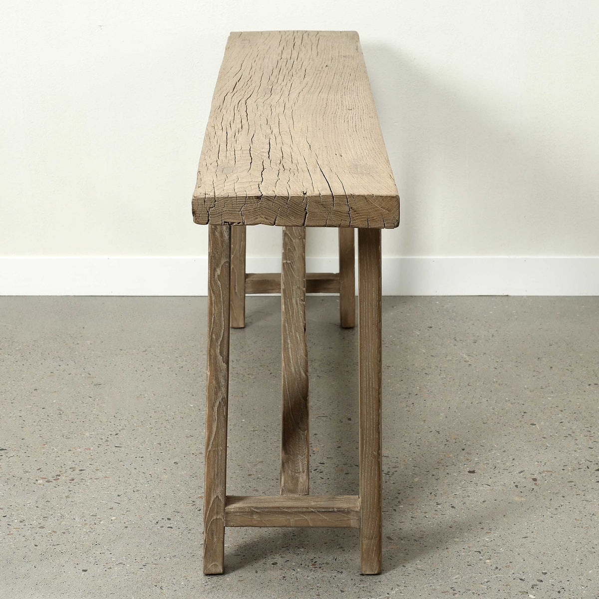 Vintage Console Table Weathered Natural Approx. 66-72Wx14-18Dx33H