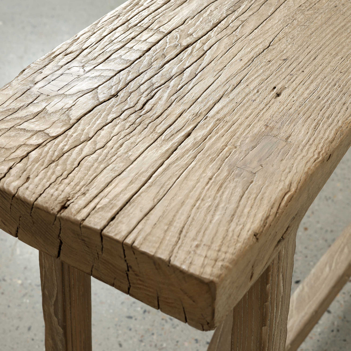Vintage Console Table Weathered Natural Approx. 66-72Wx14-18Dx33H