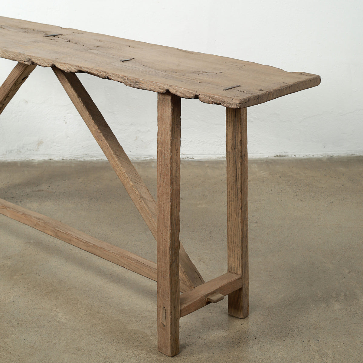 Vintage Console Table Weathered Natural Approx. 66-72Wx14-18Dx33H