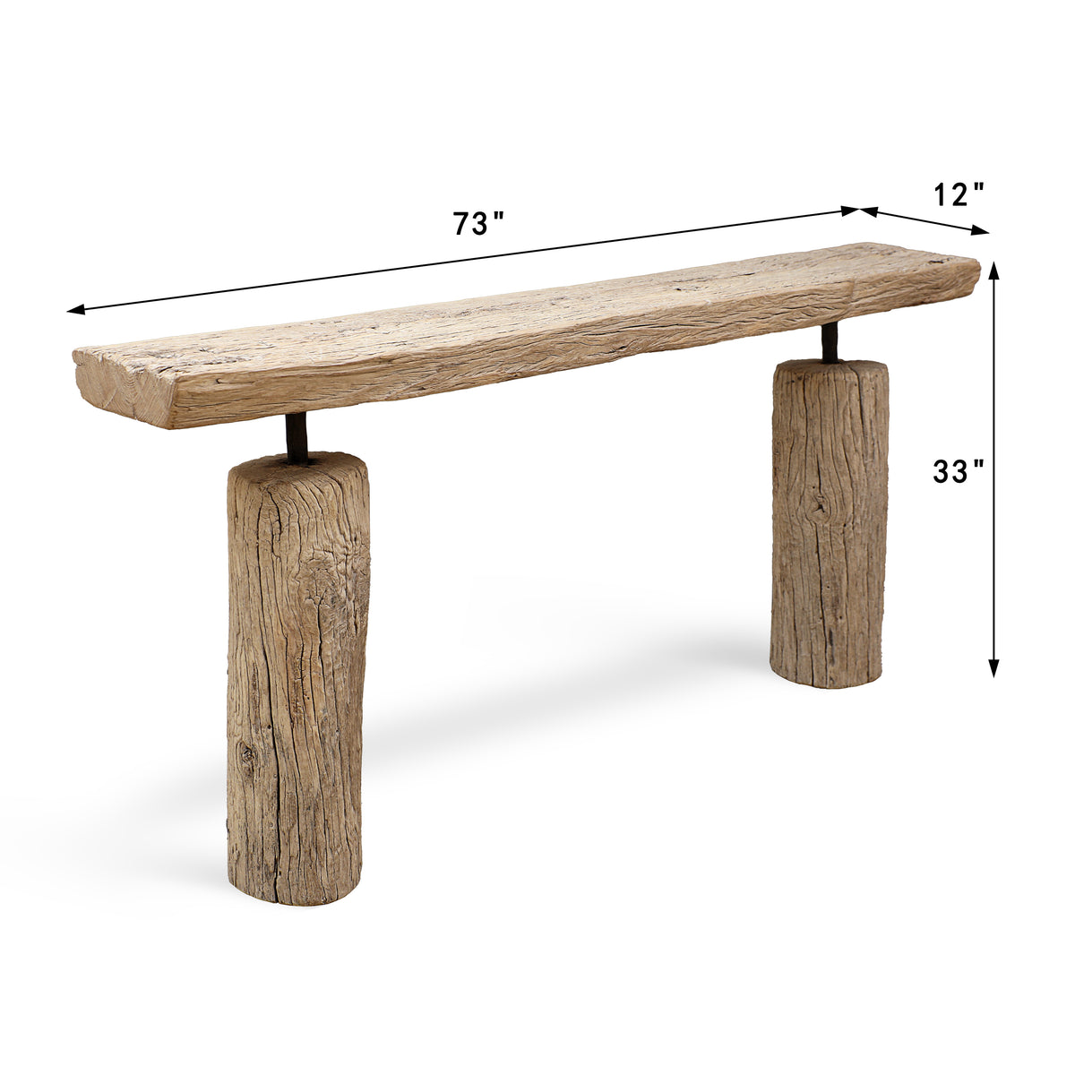 Approx. 6ft Live Edge Vintage Console Table Weathered Natural