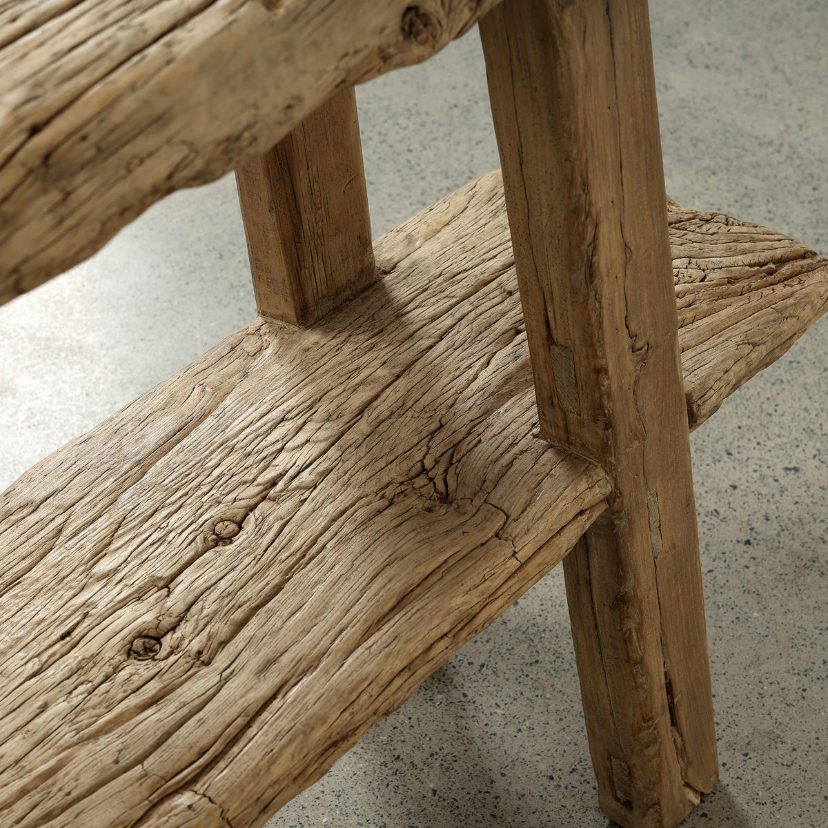 Approx. 77 Inches Wide Vintage Console Table with Shelf, Weathered Natural