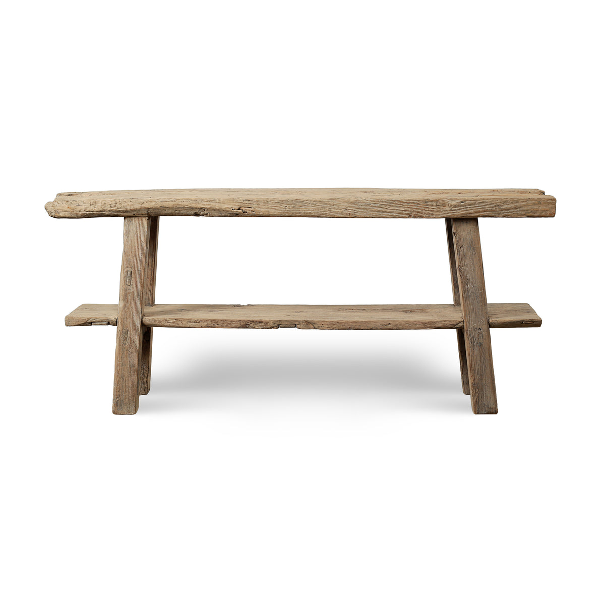Approx. 76 Inches Wide Vintage Console Table with Shelf Weathered Natural