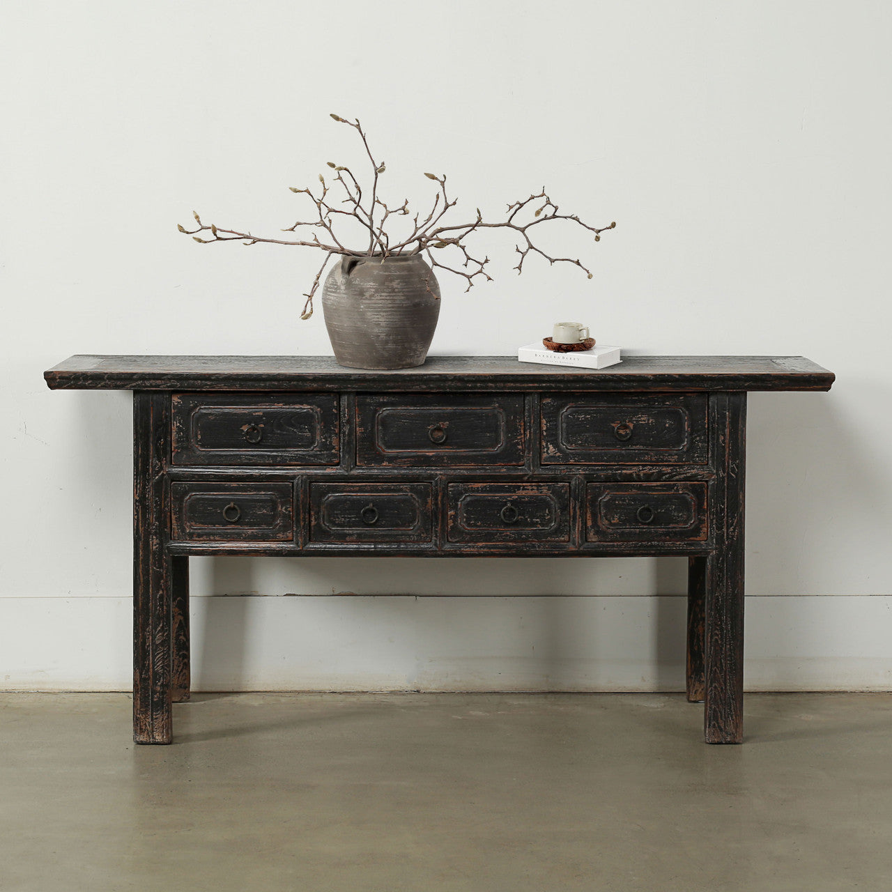 Antique Black Elm Sideboard - 67"