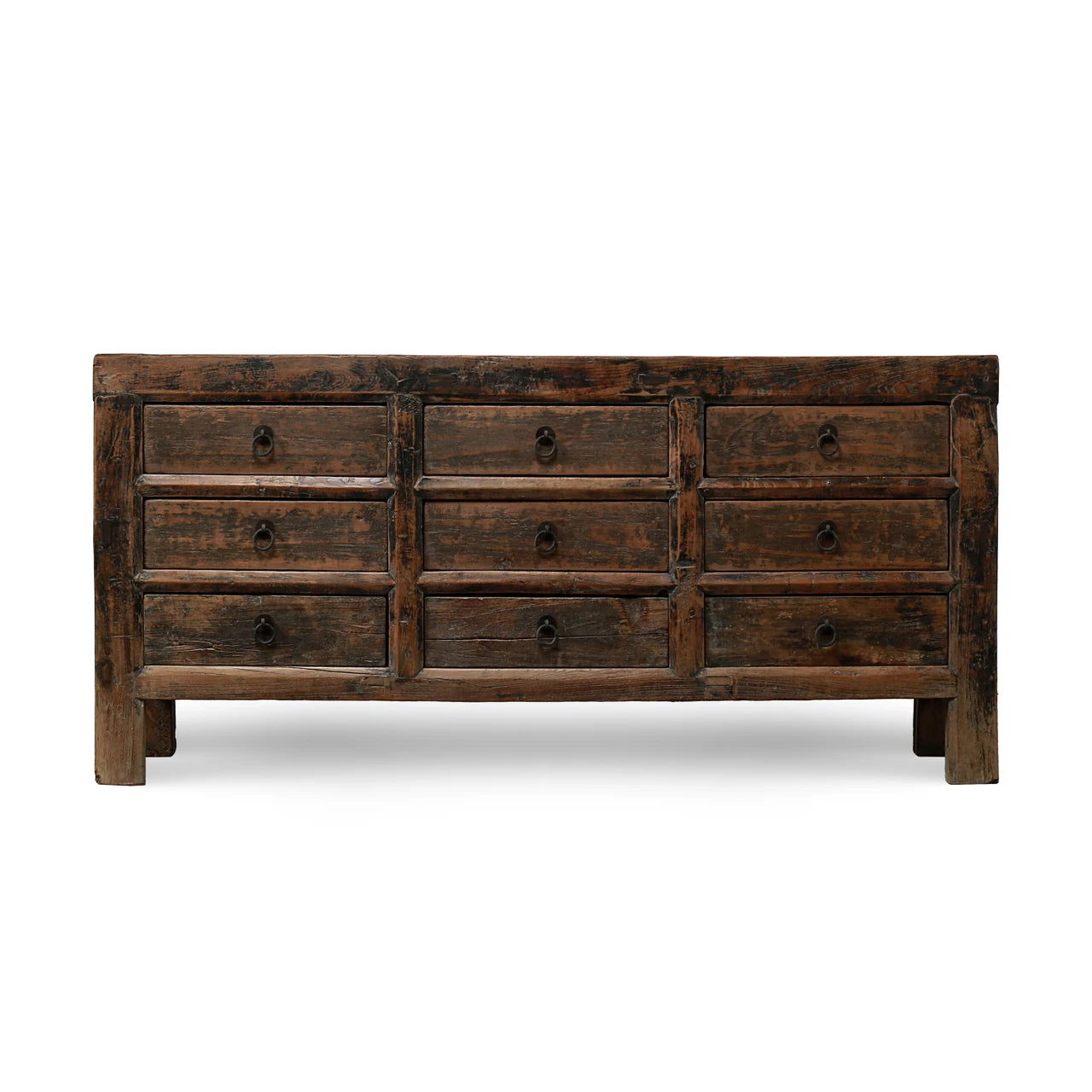 Vintage Chest With Nine Drawers | Weathered Natural Wood
