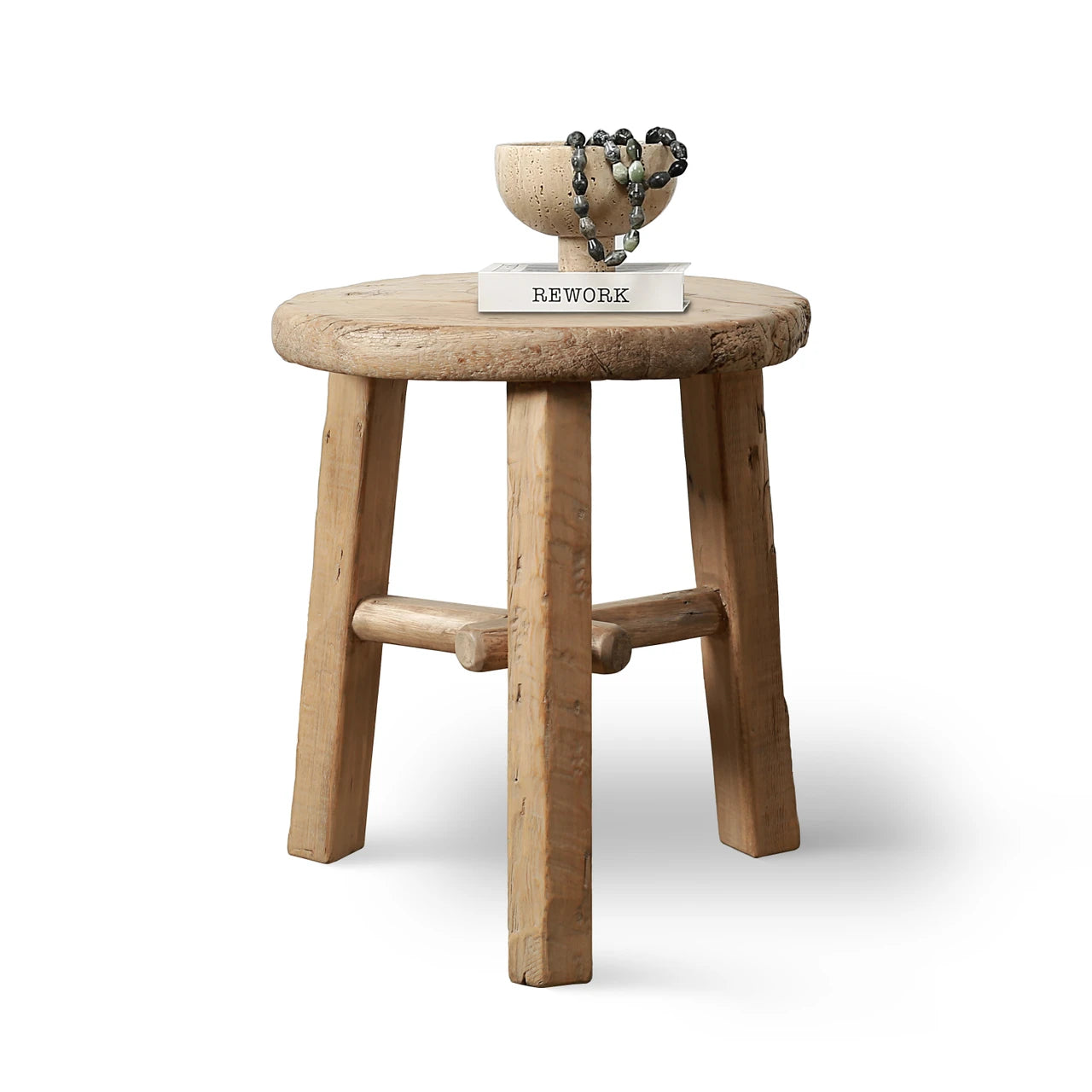 Round Accent Tables With Three Legs | Weathered Natural Wood