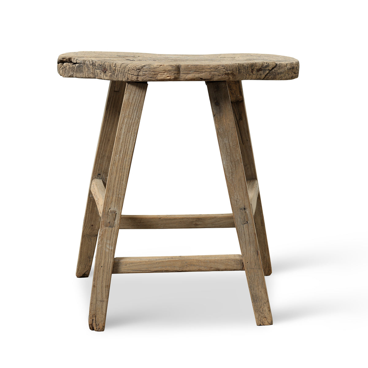 Vintage Saddle Stool Approx.17.3" Wide 11" Deep 18.5"High Weathered Natural
