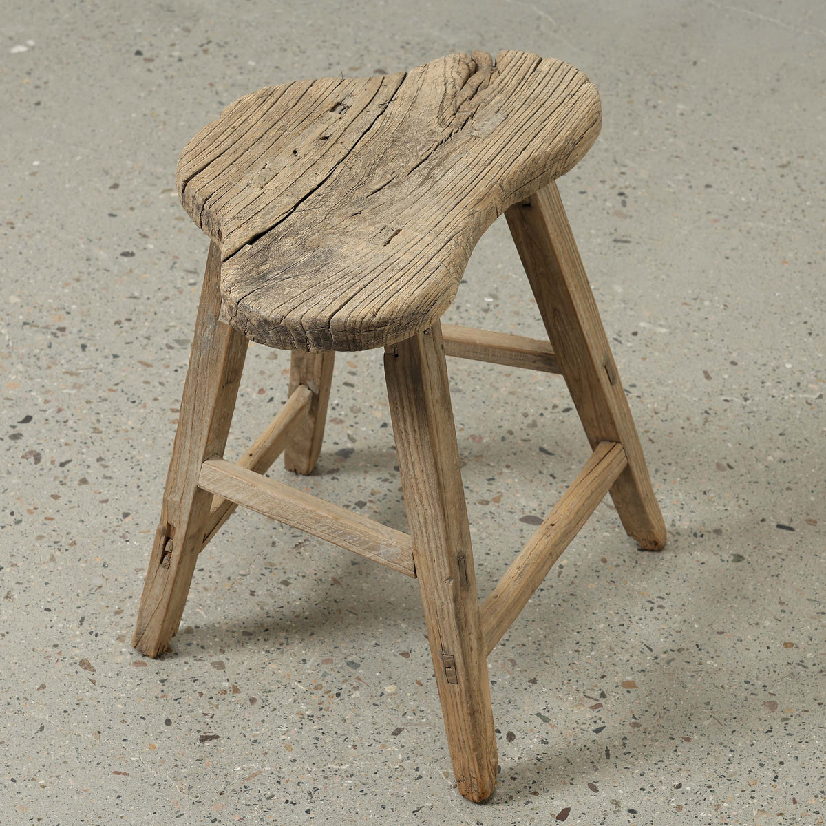 Vintage Saddle Stool Approx.17.3" Wide 11" Deep 18.5"High Weathered Natural