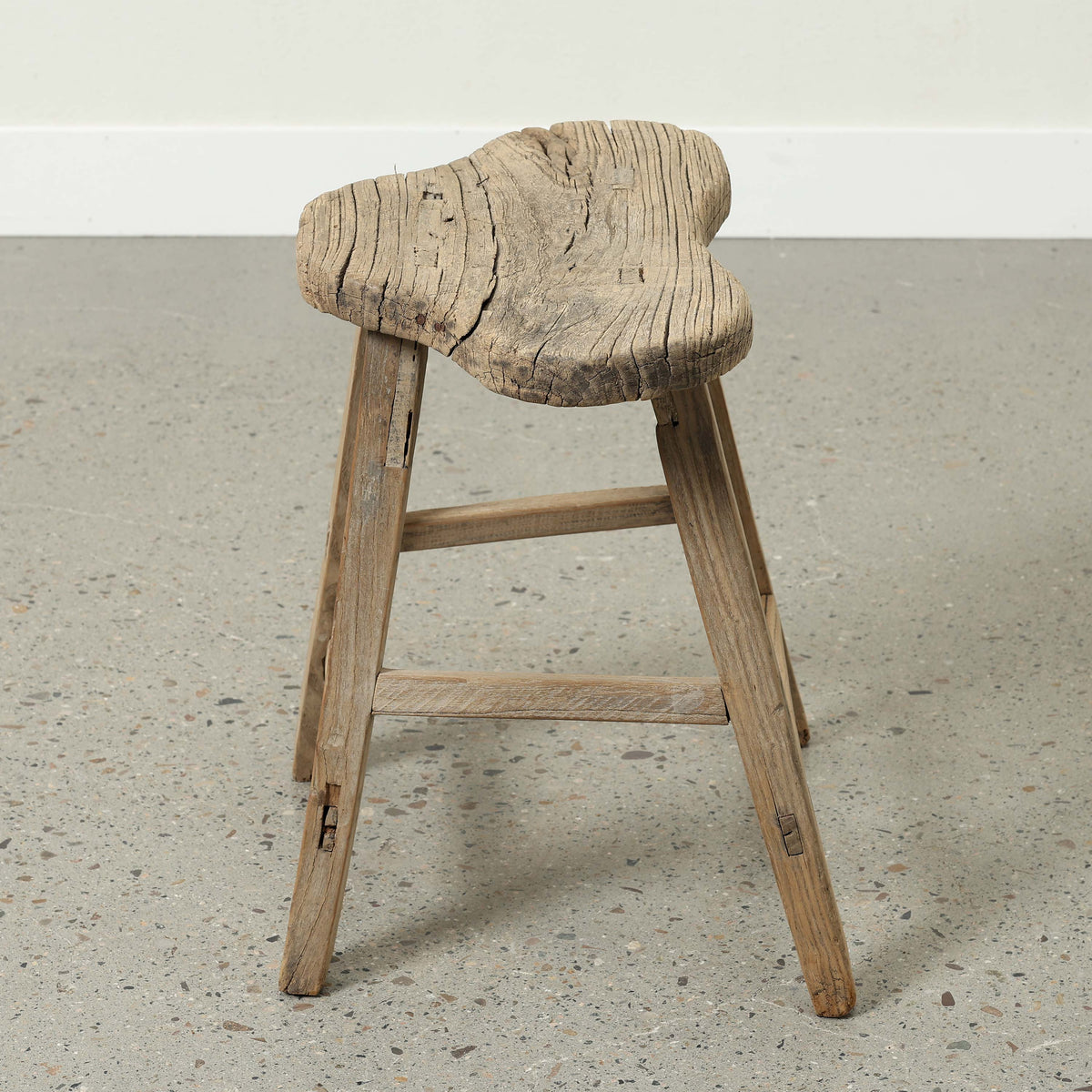 Vintage Saddle Stool Approx.17.3" Wide 11" Deep 18.5"High Weathered Natural