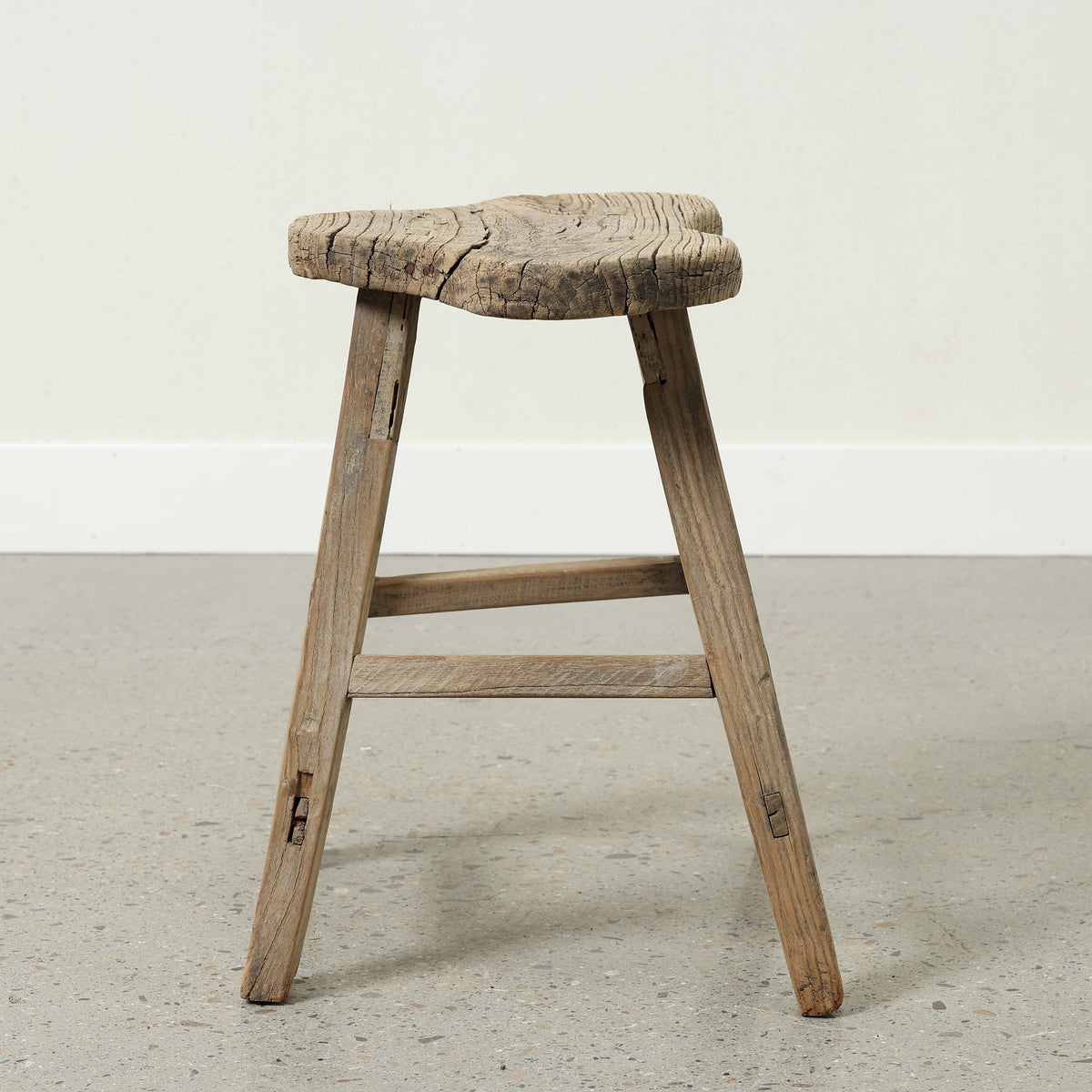 Vintage Saddle Stool Approx.17.3" Wide 11" Deep 18.5"High Weathered Natural