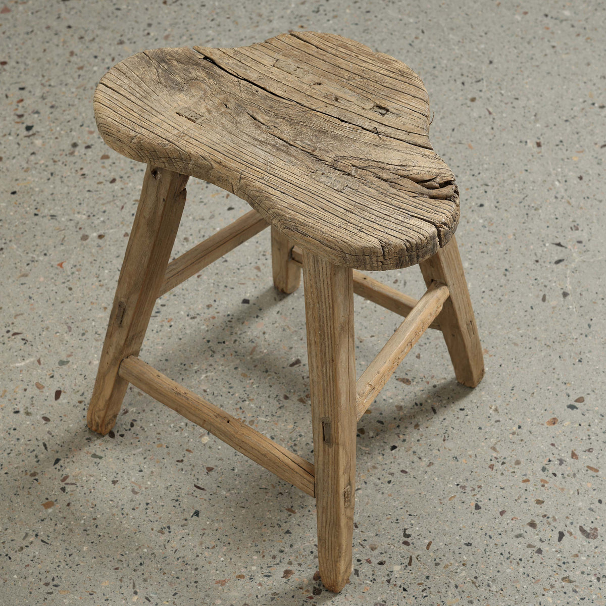 Vintage Saddle Stool Approx.17.3" Wide 11" Deep 18.5"High Weathered Natural