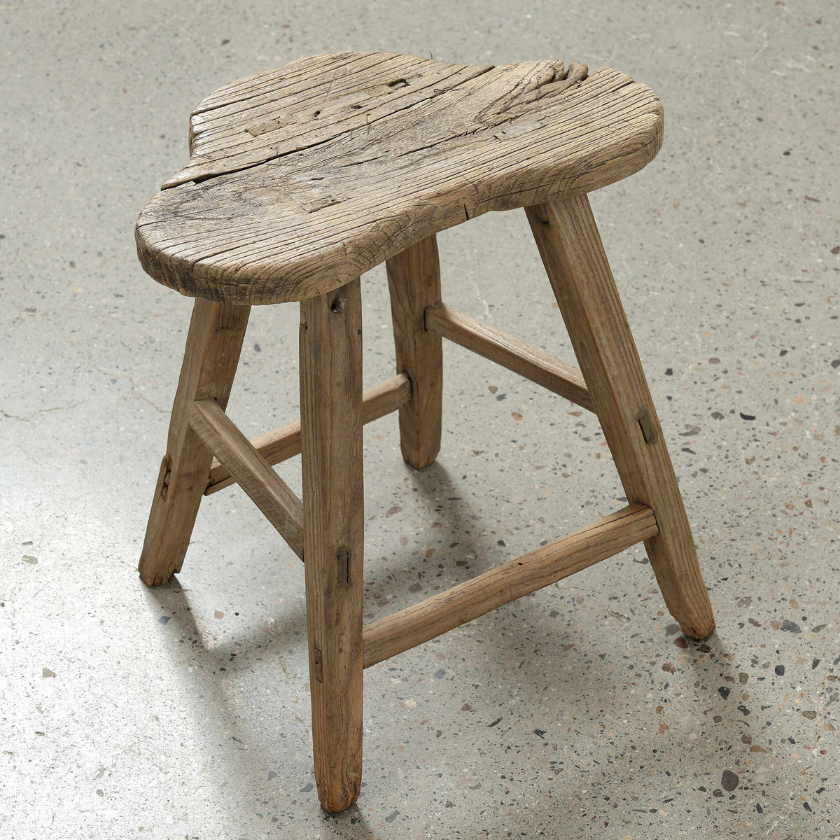Vintage Saddle Stool Approx.17.3" Wide 11" Deep 18.5"High Weathered Natural