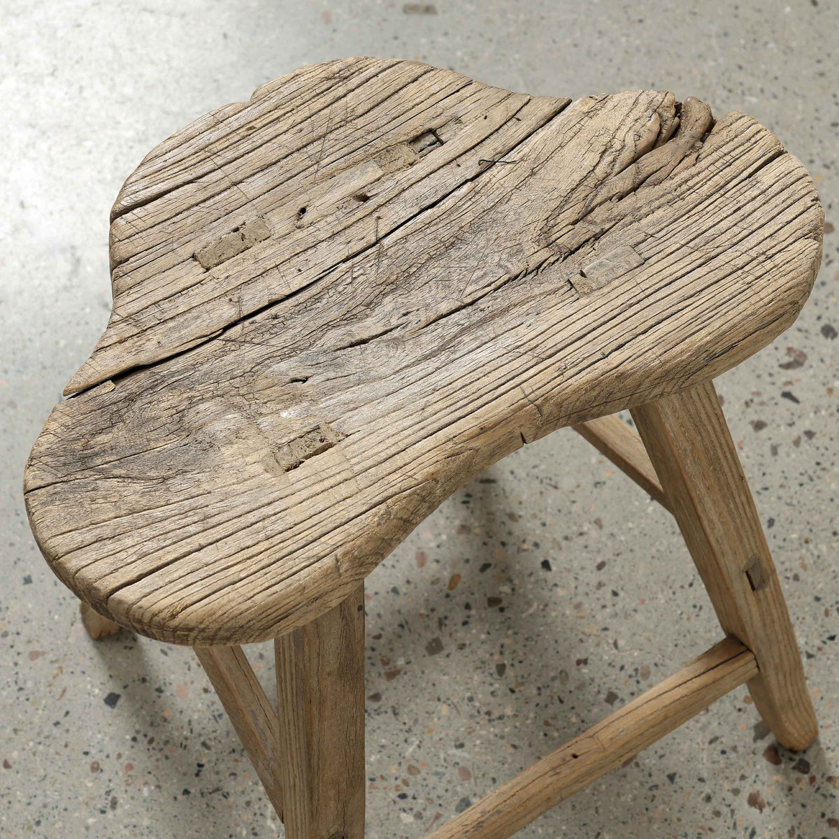 Vintage Saddle Stool Approx.17.3" Wide 11" Deep 18.5"High Weathered Natural