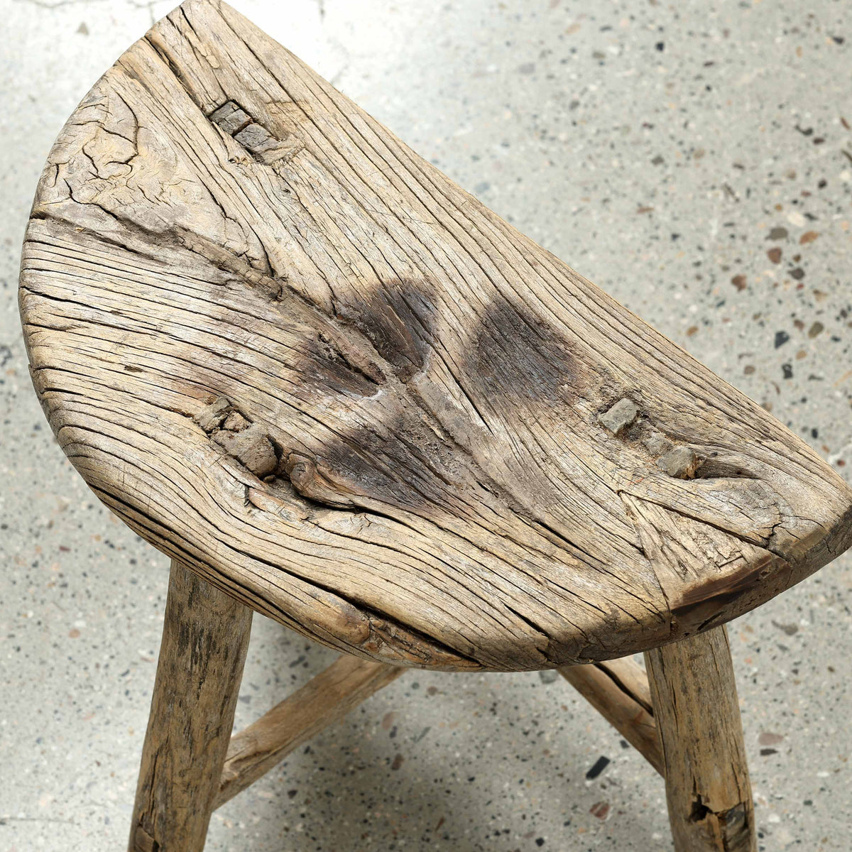 Vintage D-Shaped Stool Approx.15-19 Inches wide (size & finish vary)