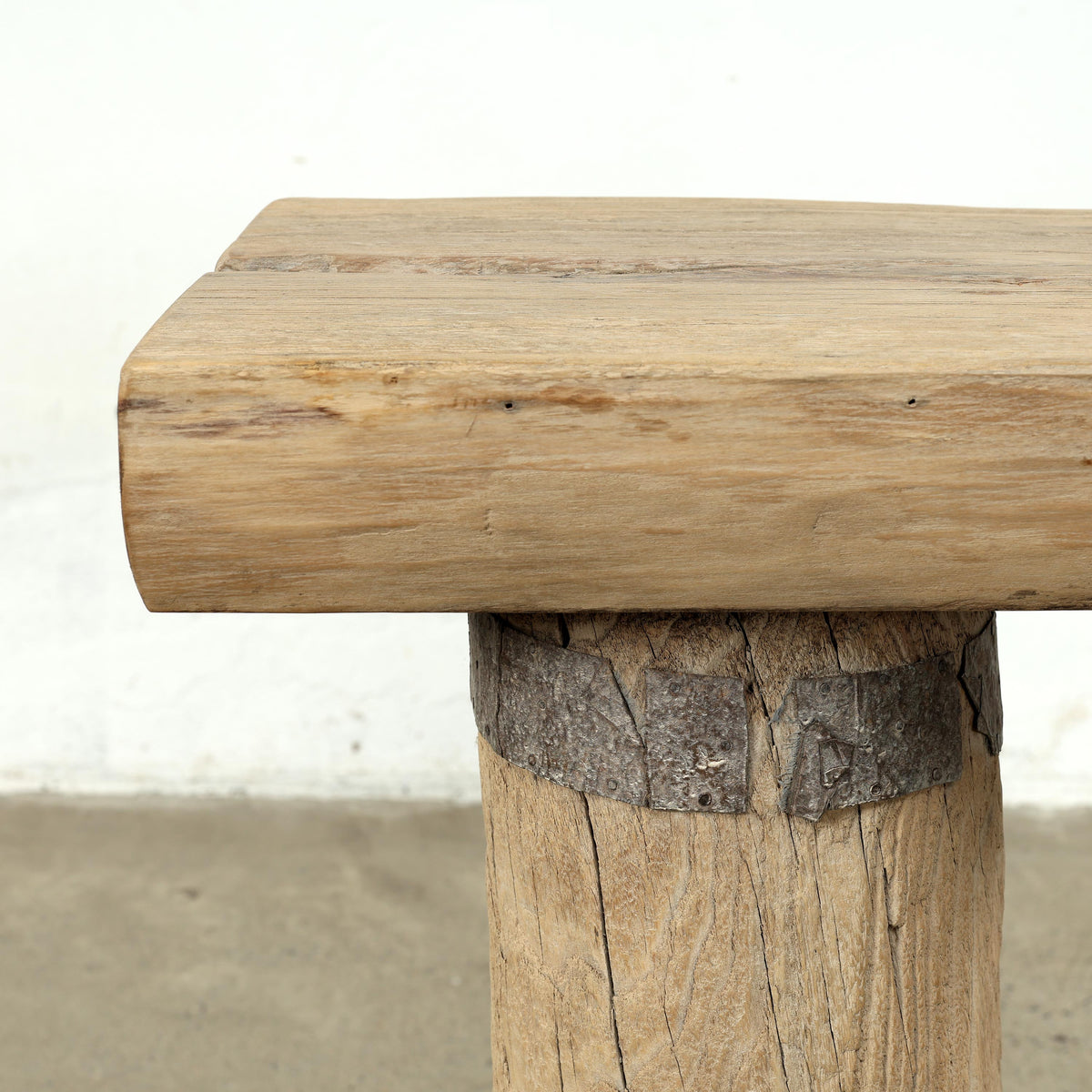 Mini Log Console 52" Wide with Round Leg Weathered Natural