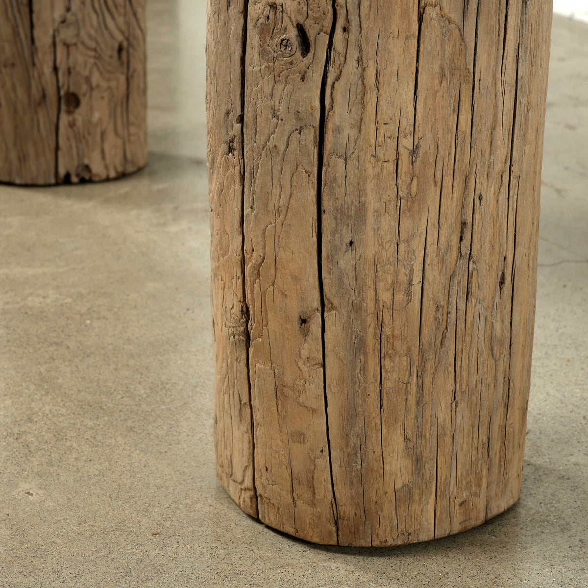 Approx. 57 Inches Long Vintage Log Console with Rustic Natural Wood Tone