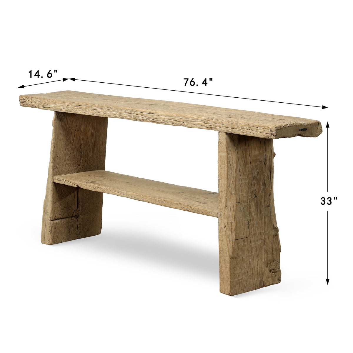 Vintage Console 76" Wide with Tapered Leg Weathered Natural