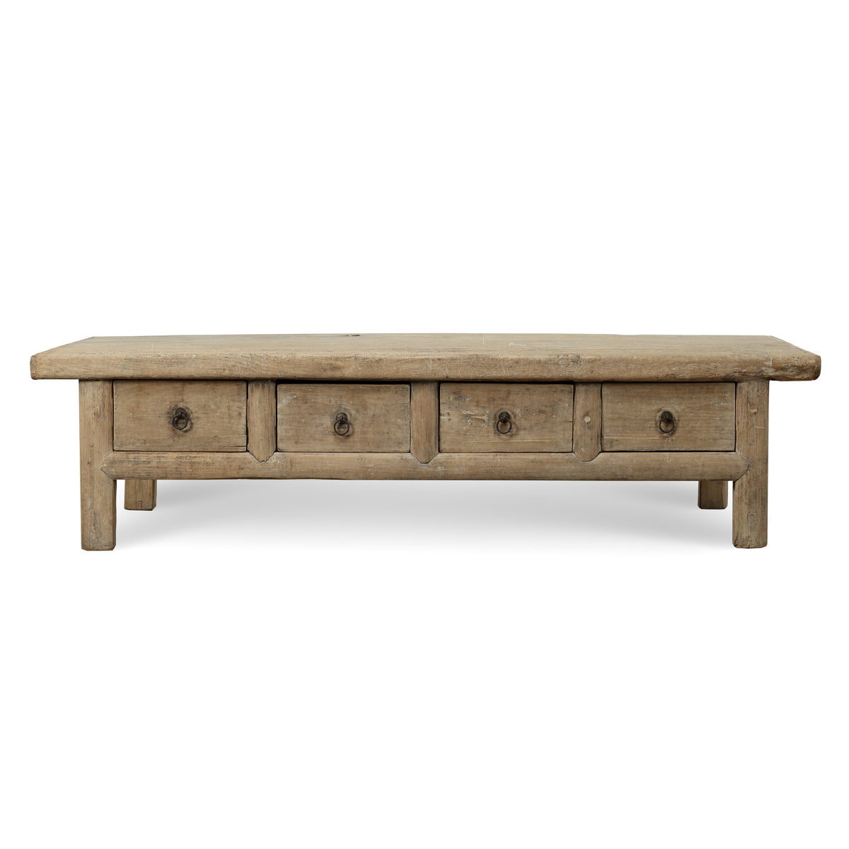 Vintage Elmwood Coffee Table with Four Drawers 71x26x18.5H
