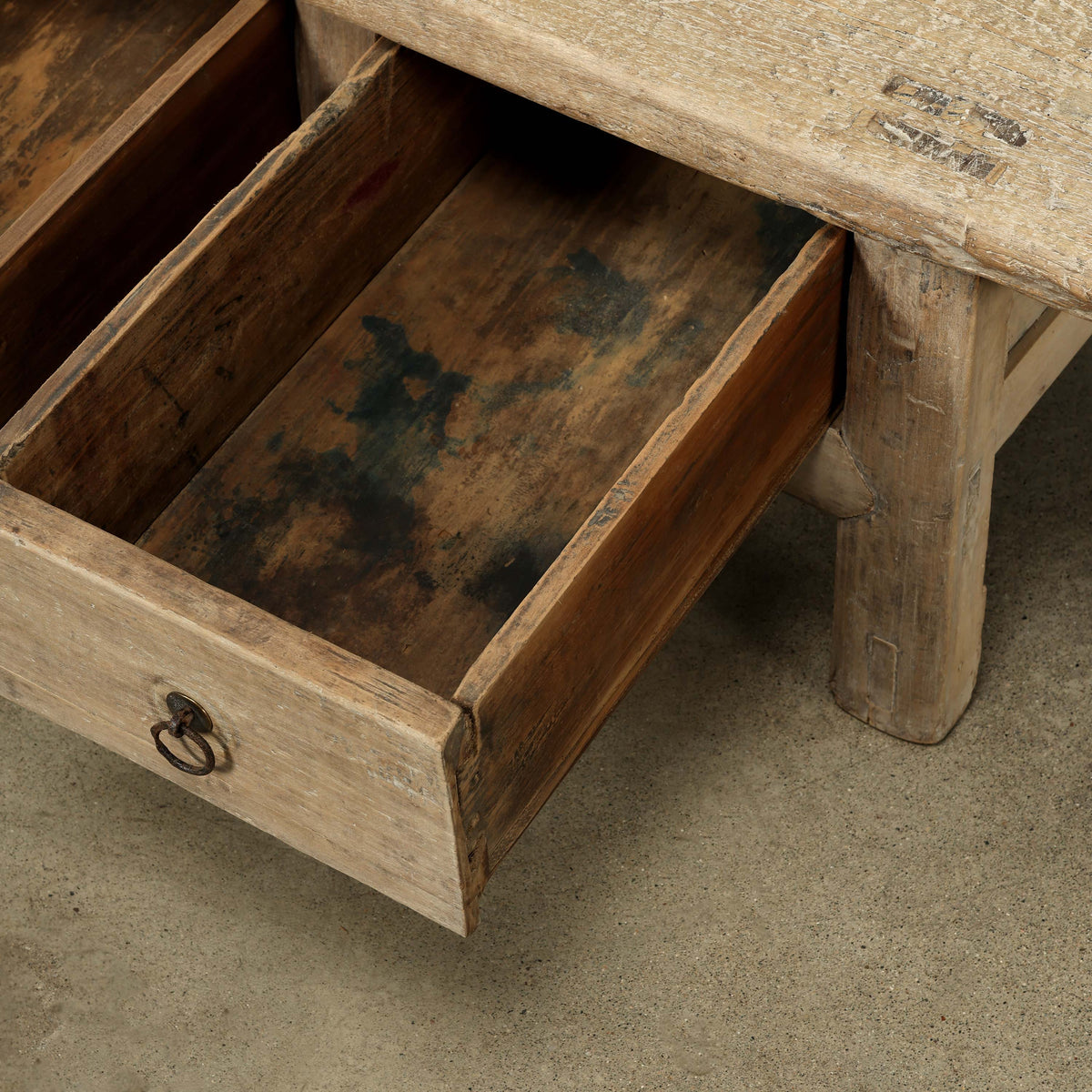 Vintage Elmwood Coffee Table with Four Drawers 71x26x18.5H