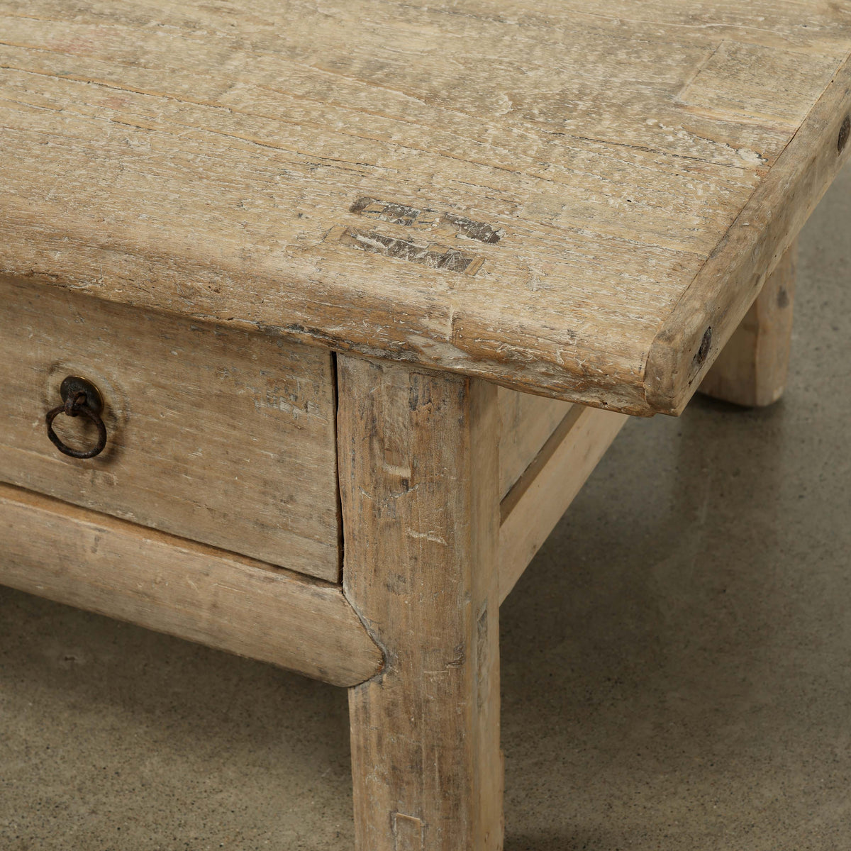Vintage Elmwood Coffee Table with Four Drawers 71x26x18.5H