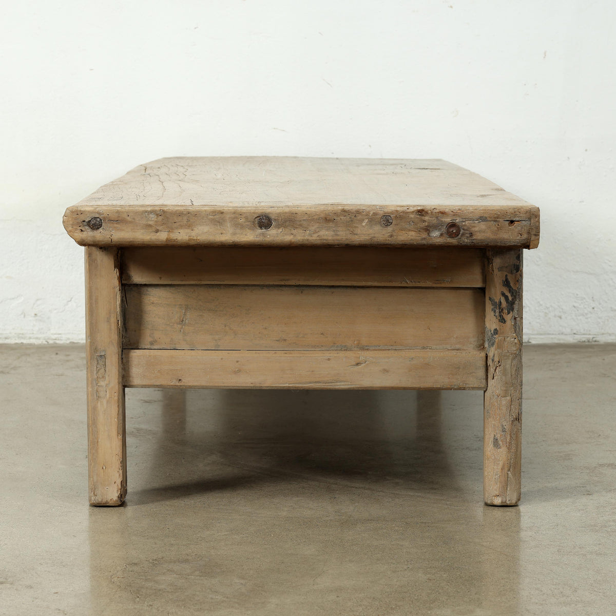 Vintage Elmwood Coffee Table with Four Drawers 71x26x18.5H