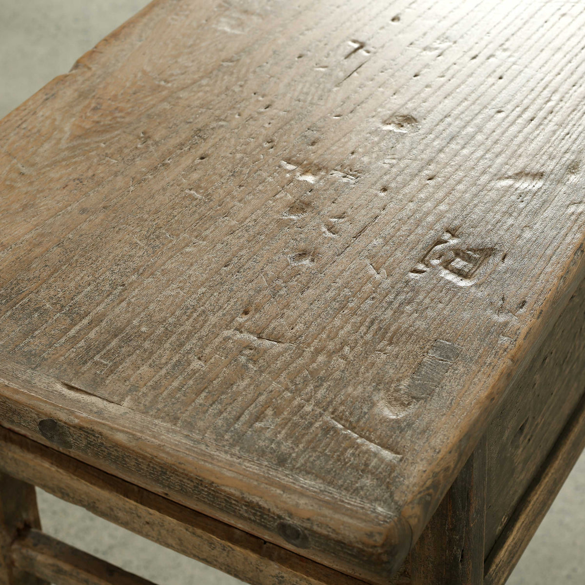 Approx.29 Inches Vintage Table with Storage Weathered Natural
