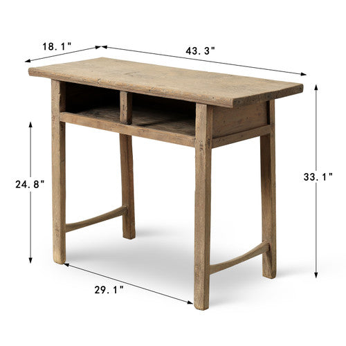 Vintage Table with Storage - Weathered Natural Finish (Approx. 43 Inches) image 2