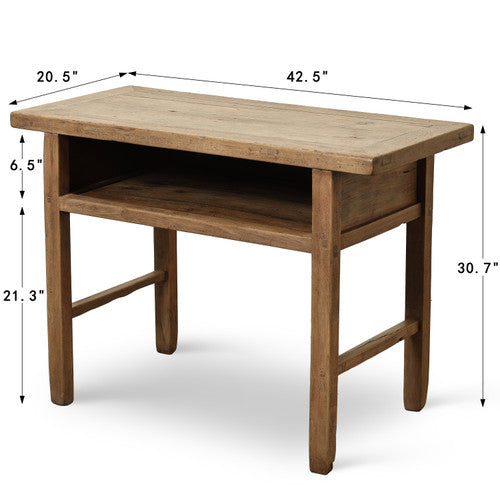 Approx. 42.5 Inches Vintage Table with Storage, Weathered Natural image 2