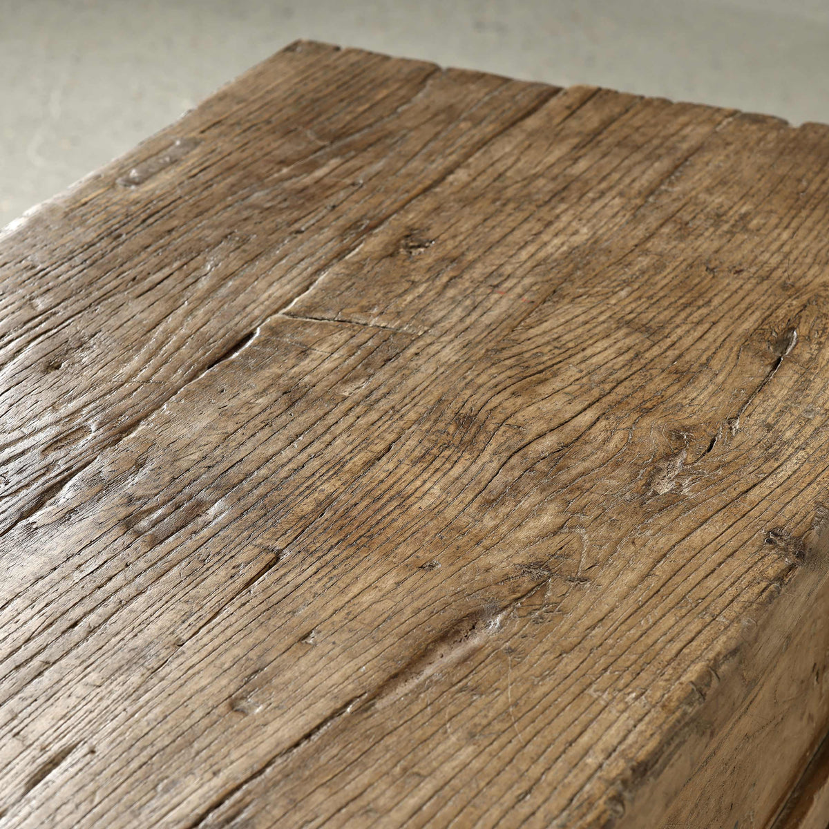 Approx. 42 Inches Vintage Table with Storage, Weathered Natural