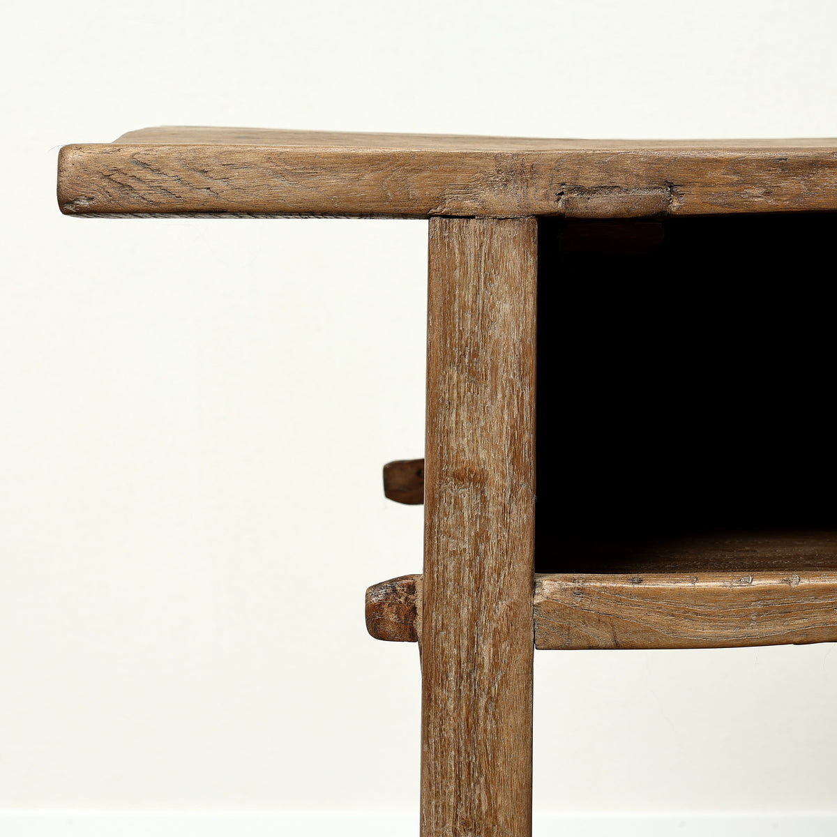Approx. 39 Inches Vintage Table with Storage, Weathered Natural