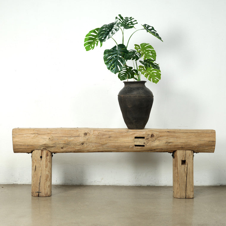 Approx.100 Inches Long Vintage Log Console Weathered Natural image 3