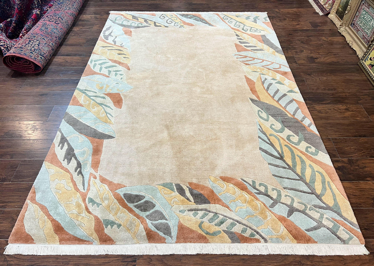 Modern Tibetan Rug 7x10, Soft Wool, Tufenkian Style Carpet, Tibet Nepali Rug, Open Field, Handmade Wool Rug - Jewel Rugs, view 2