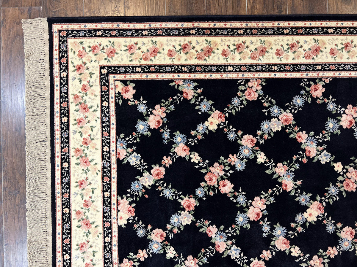 Karastan Rug 8' 8" x 12" Garden of Eden Collection Ebony Trellis #509/1270, Wool Pile Discontinued Vintage Karastan Carpet, Room Sized Rug - Jewel Rugs, view 7