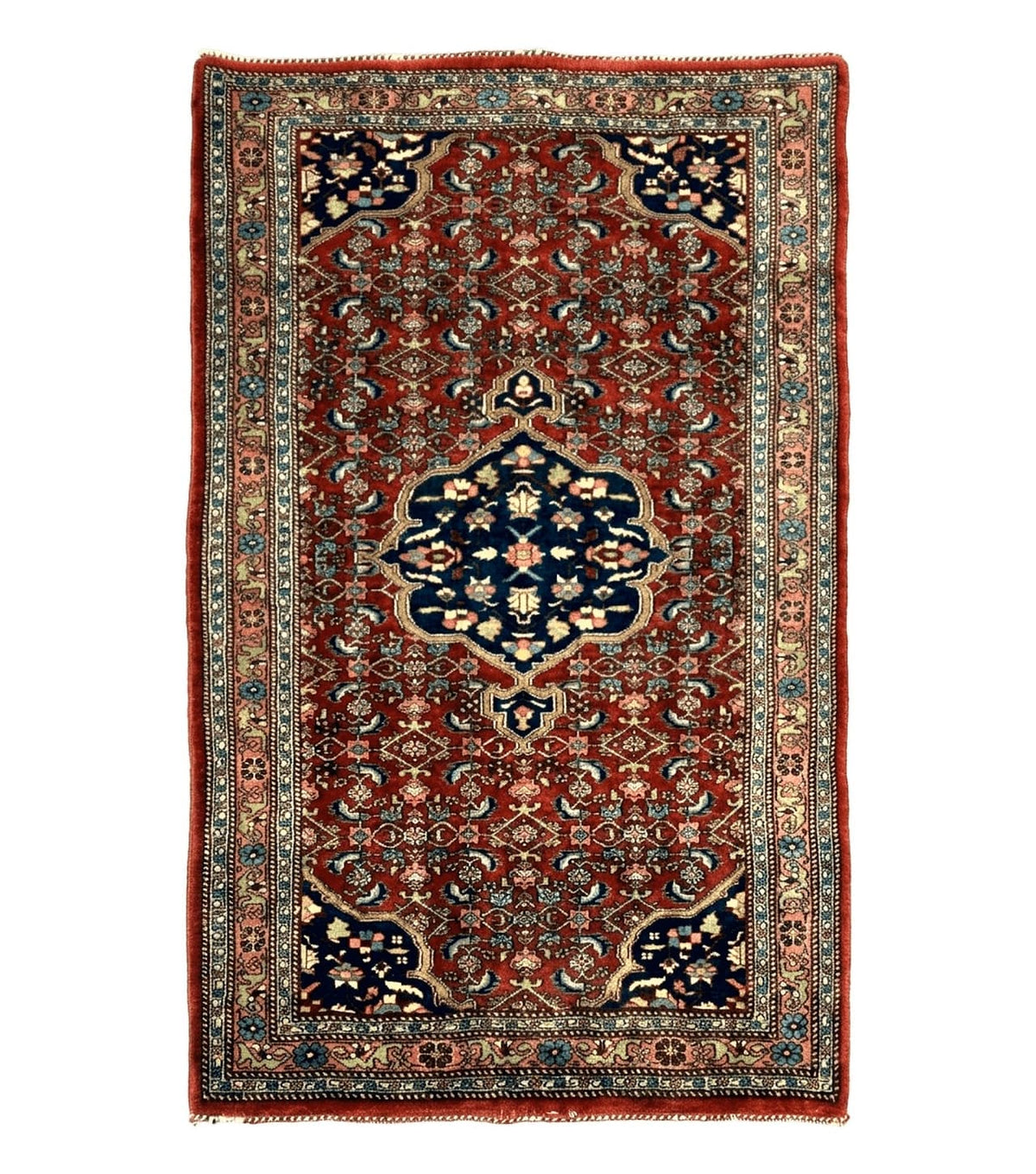 Persian Bidjar Rug 2.7 x 4, Red and Navy Blue, Small Persian Area Rug, Semi Antique - Jewel Rugs