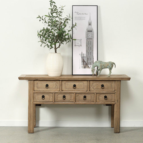 Approx. 66" Wide Vintage Sideboard with 9 Drawers Weathered Natural image 2