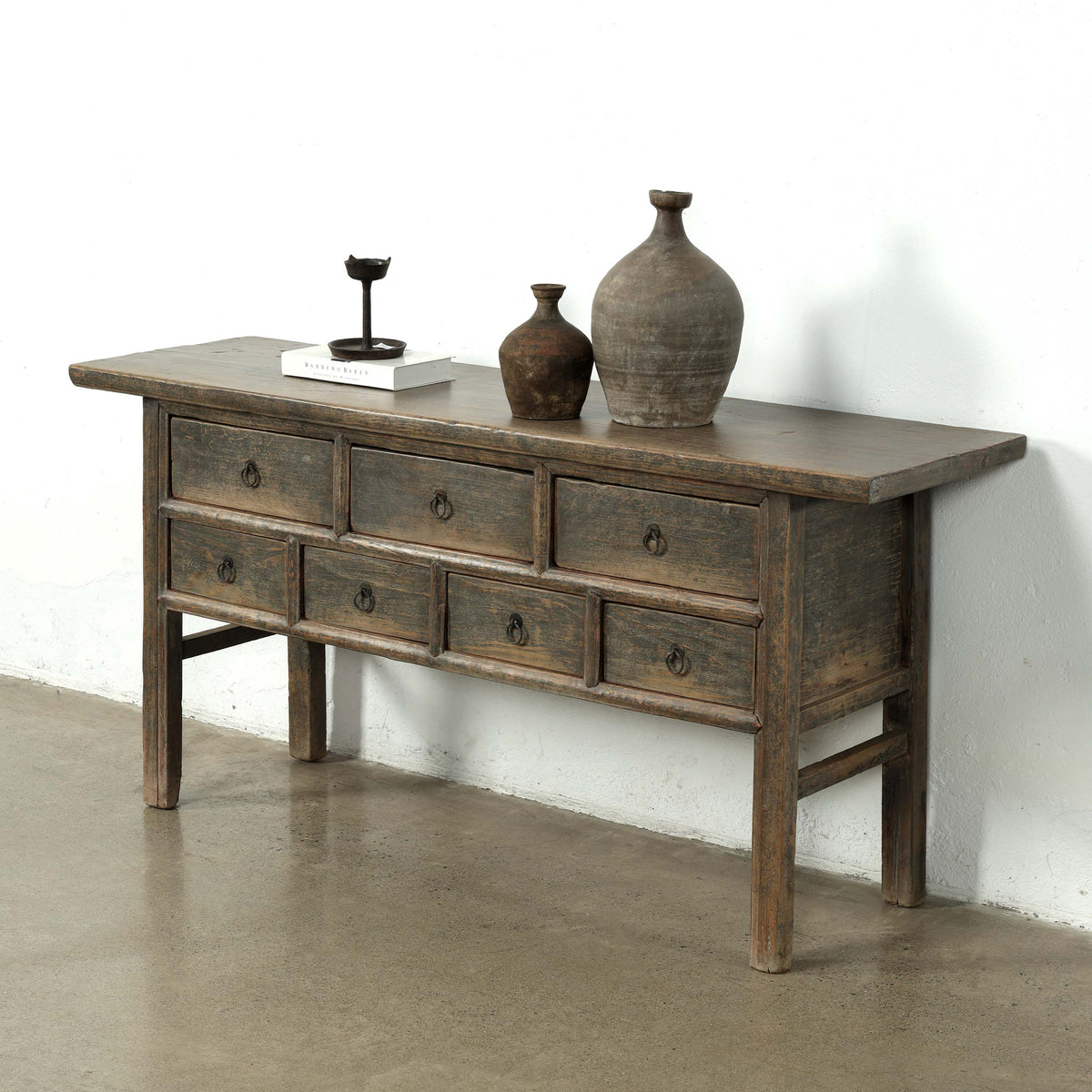Approx. 68 Inches Long Vintage Sideboard with 9 Drawers Distressed Black
