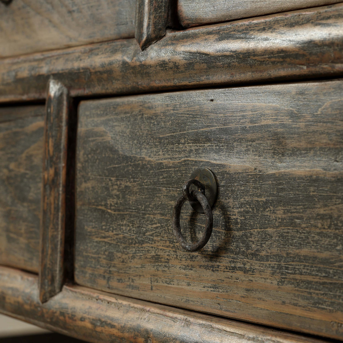 Approx. 68 Inches Long Vintage Sideboard with 9 Drawers Distressed Black