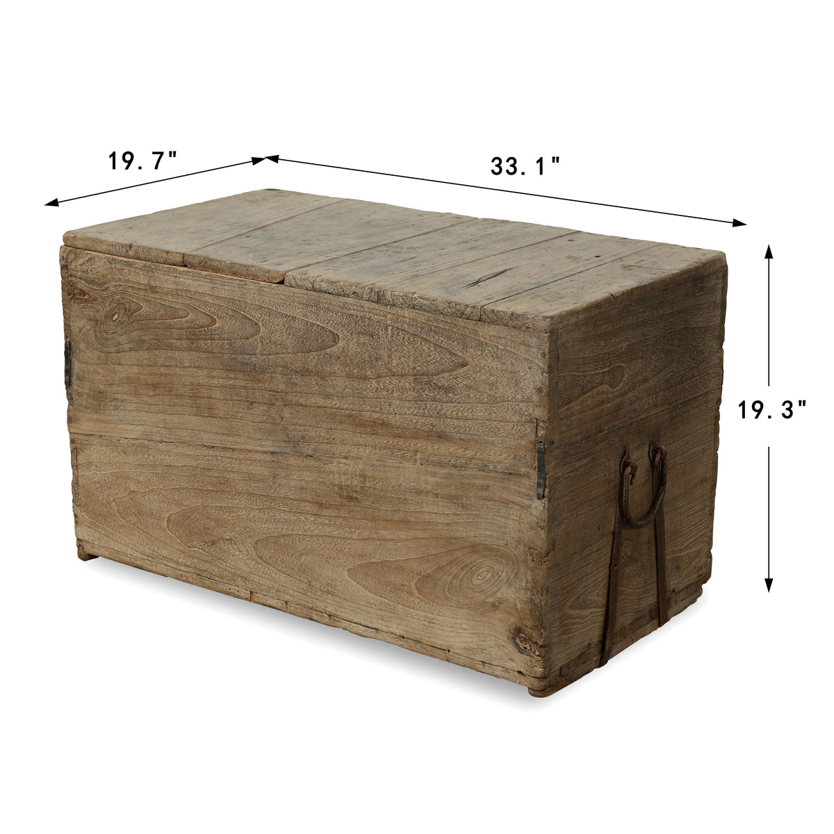 Vintage Storage Trunk Coffee Table with Iron Stapples 33"W 20"D