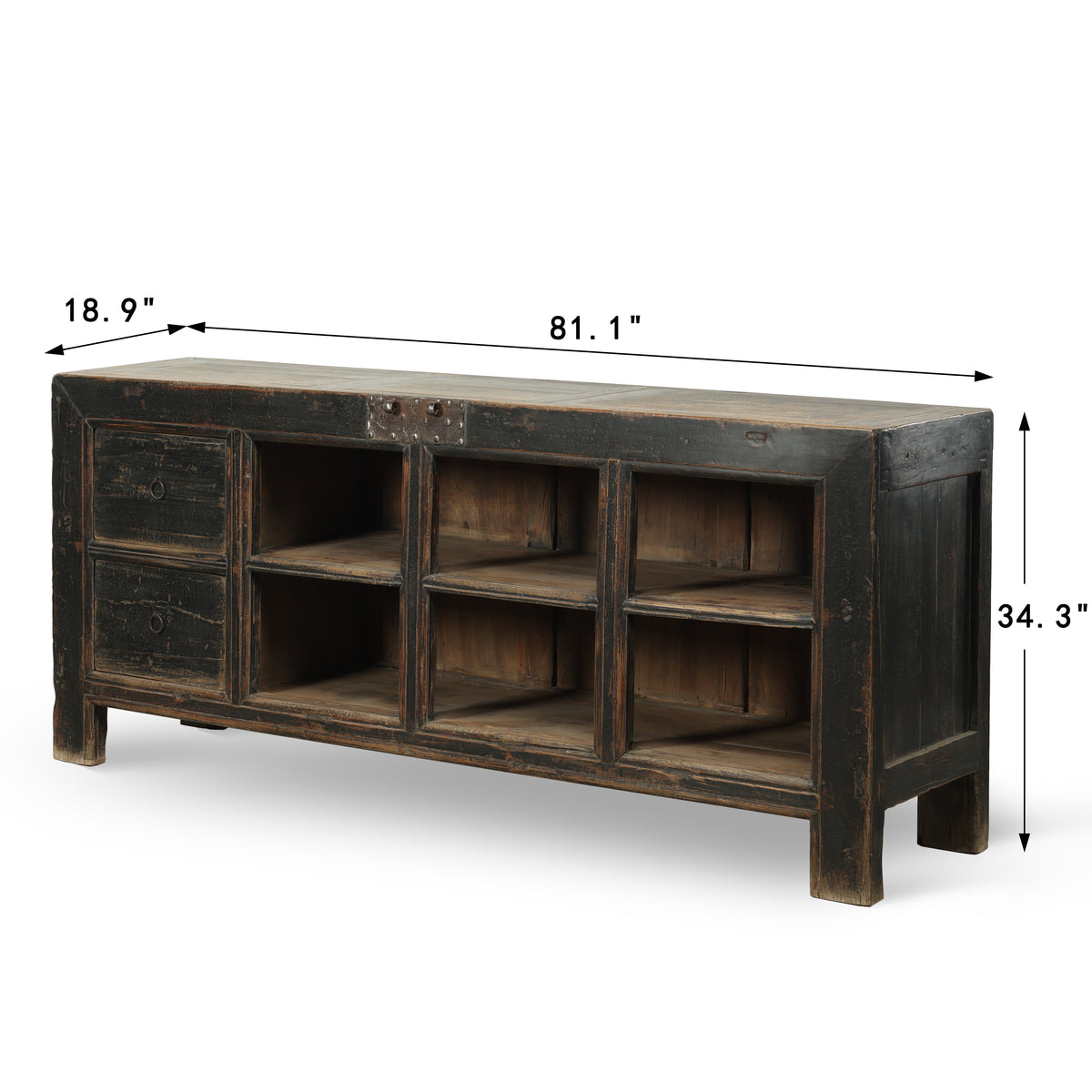 81" W Vintage Counter Table Distressed Black